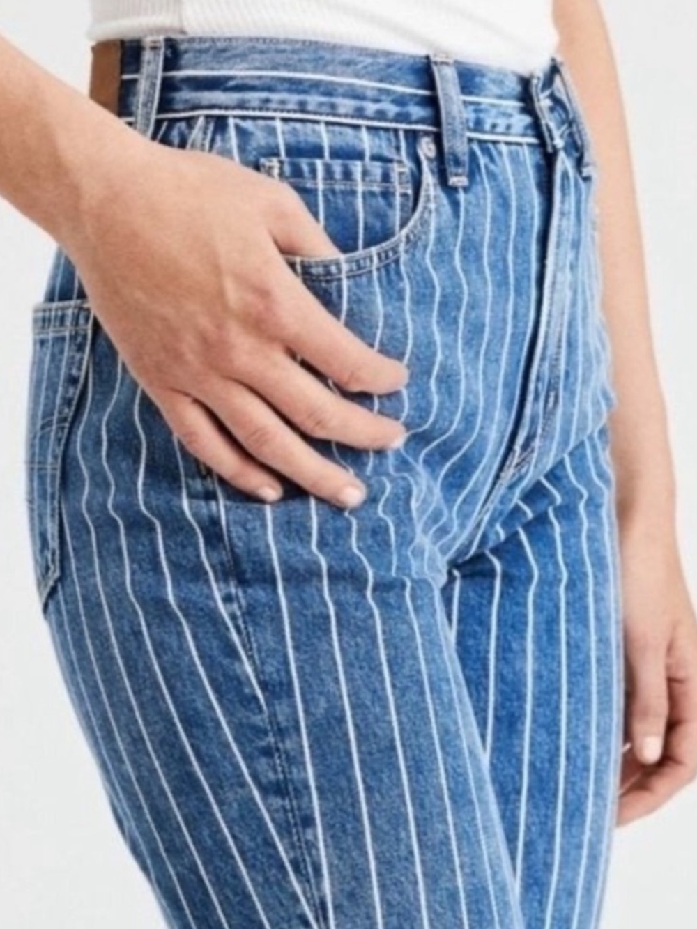 American Eagle Outfitters Retro Striped Mom Jeans 2 denim casual work women’s